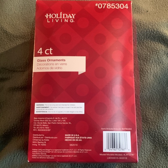 Holiday Living 2 1/2” clear glass with white and silver glitter detailing in box - Picture 6 of 7